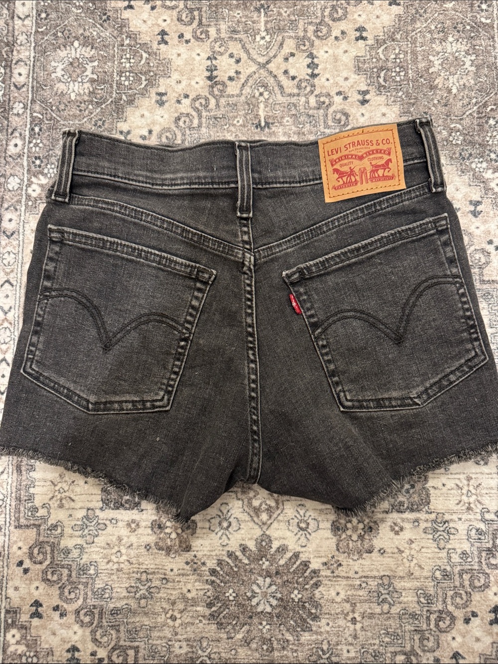 Levi's Charcoal Black High-Rise Denim Shorts